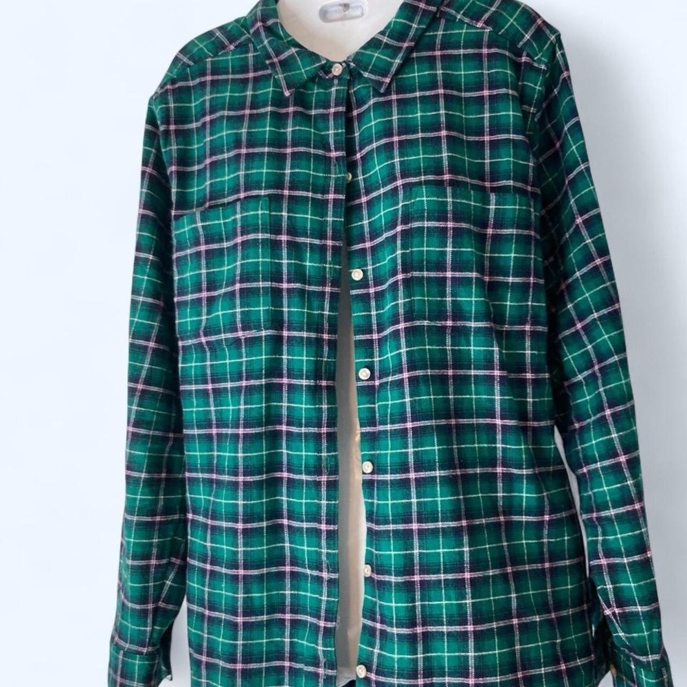 croft & barrow Green Plaid Long-Sleeve Button-Down Shirt XL